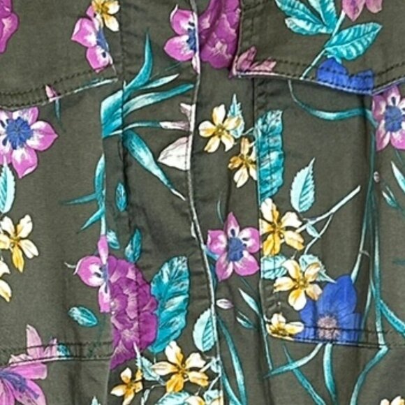 Lane Bryant Floral Anorak Jacket 26 Cotton Twill Utility Boho Spring Colorful - Picture 2 of 5